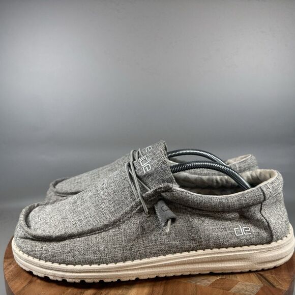 Hey Dude Wally Linen Men's 12 Iron Grey Slip On Shoes Lightweight Casual - Picture 3 of 8